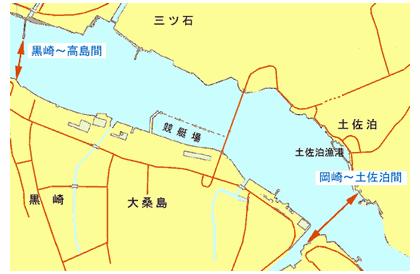 黒崎～高島間・岡崎～土佐泊間運航図