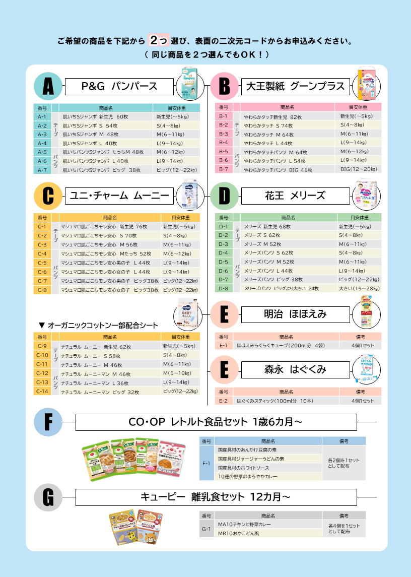配布可能な商品