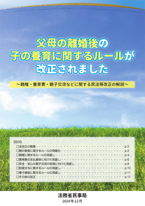 父母の離婚後の子の養育に関するルールが改正されました(法務省作成パンフレット) 父母の離婚後の子の養育に関するルールが改正されました(法務省作成パンフレット)